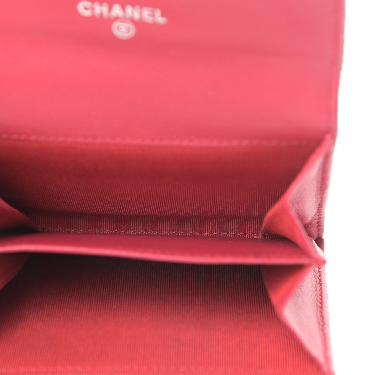 Lambskin Quilted Flap Card Holder Wallet Dark Pink