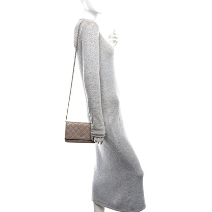 Chanel Caviar Quilted Wallet on Chain WOC Dark Beige 2 of 11