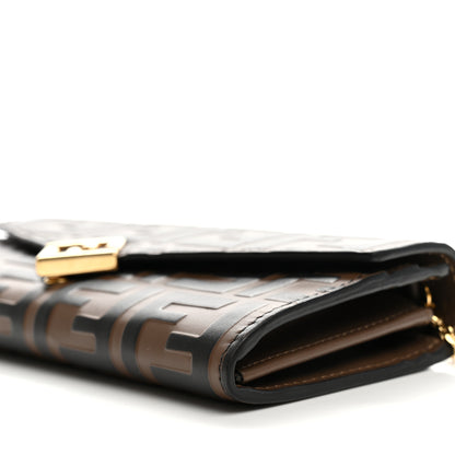 Fendi Vitello Soft F is Fendi Bi-Color FF 1974 Embossed Continental Envelope Wallet On Chain Maya Black 10 of 11
