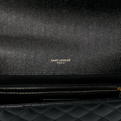 Saint Laurent Grain De Poudre Textured Mixed Matelasse Large Triquilt Monogram Satchel Black 7 of 11