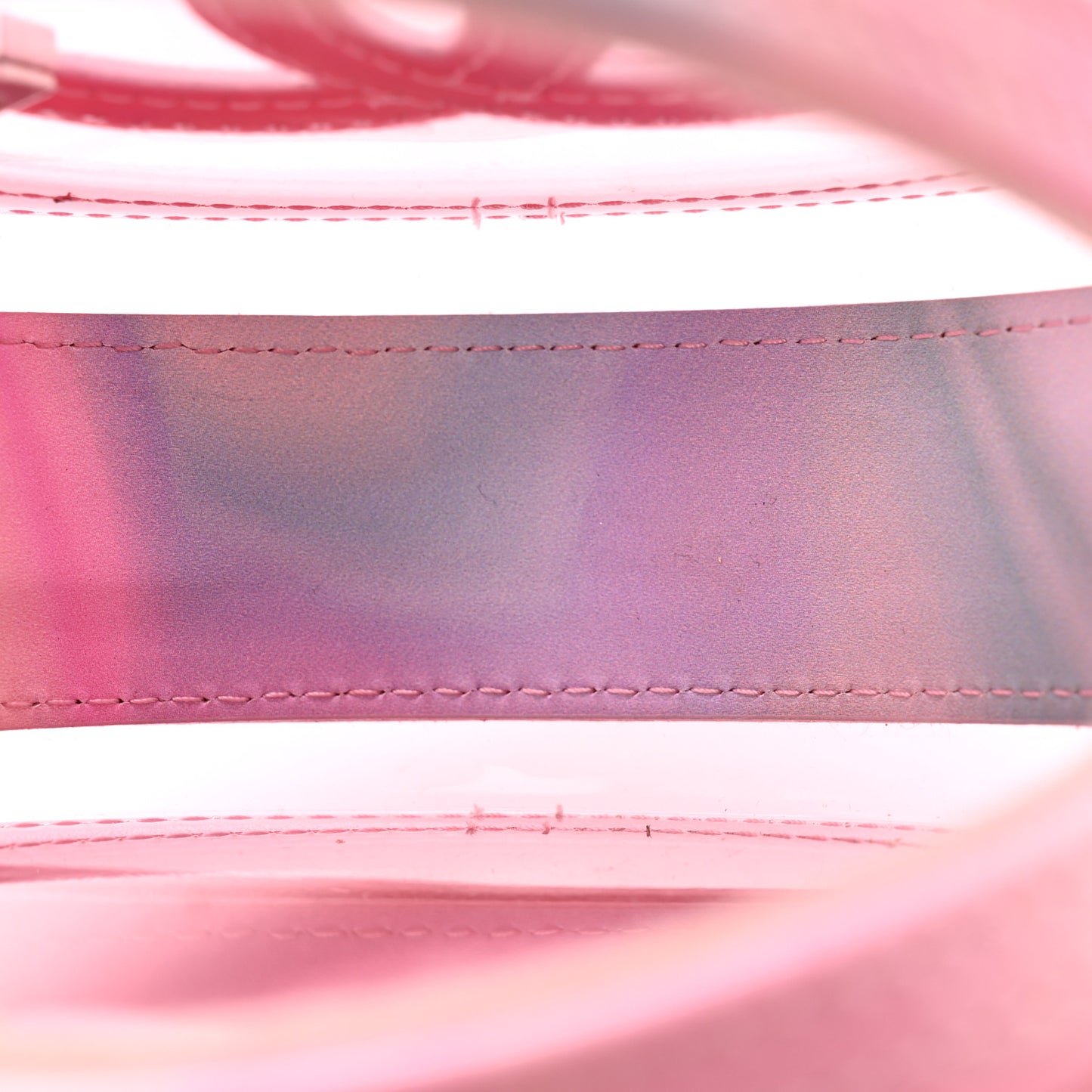 PVC Lambskin Filigree Round Clutch With Chain Pink