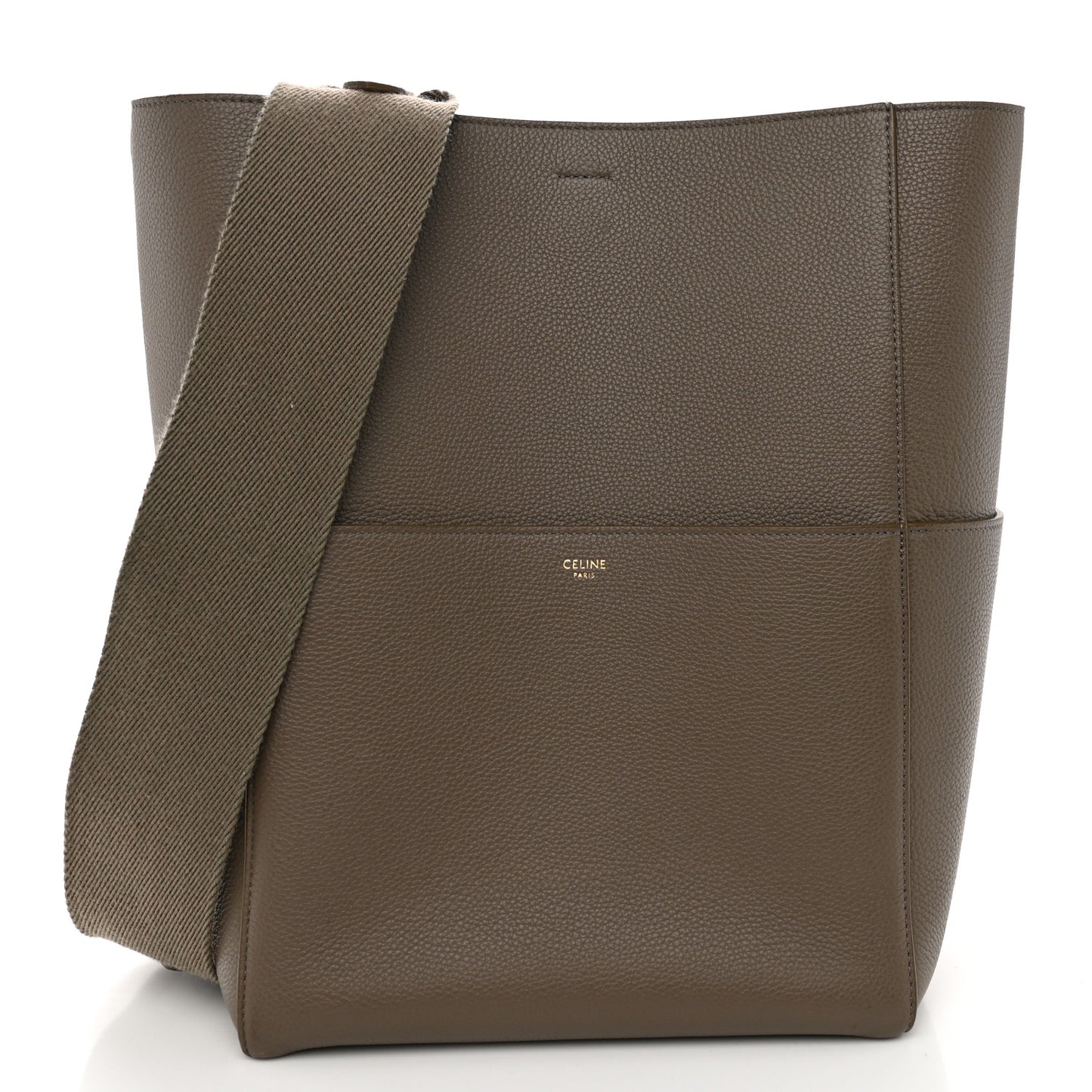 Soft Grained Calfskin Sangle Bucket Bag Taupe