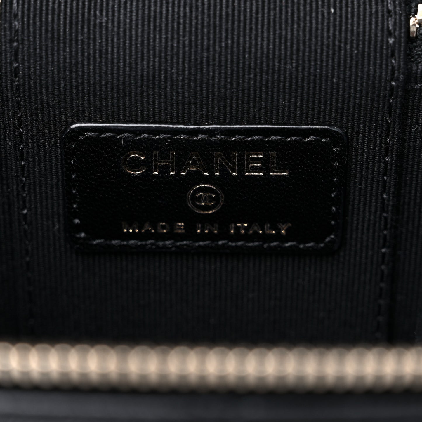 Lambskin Quilted Top Handle Mini Vanity Case With Chain Black