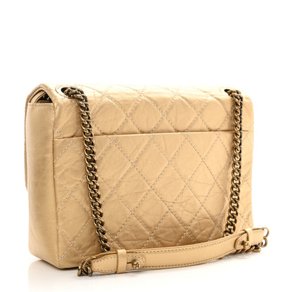Chanel Metallic Aged Calfskin Quilted CC Square Flap Light Gold 3 of 9