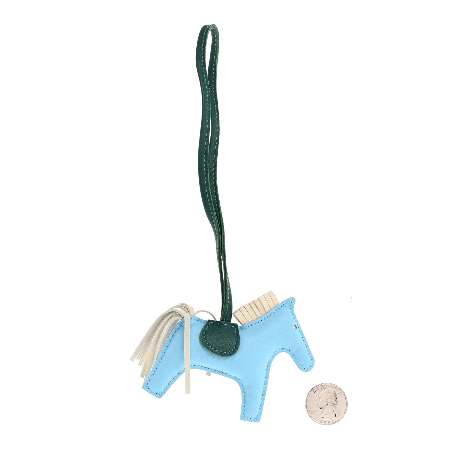 Milo Lambskin Grigri Rodeo Horse Bag Charm PM Celeste Malachite Craie