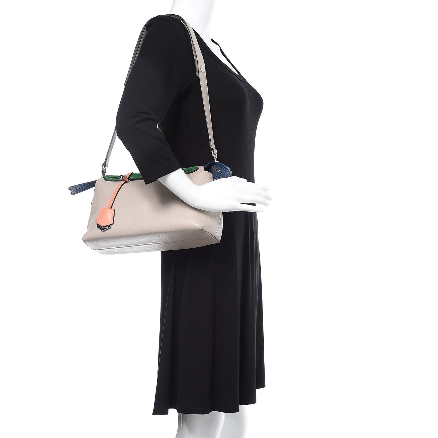 Vitello Dolce 4 Color Medium By The Way Boston Bag Grigio Polvere Emerald Multicolor