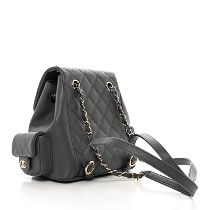 Chanel Shiny Caviar Quilted Pockets Drawstring Backpack Grey 2 of 10
