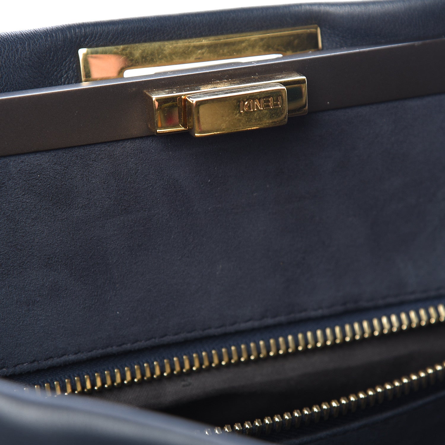 Fendi Vitello Dolce Marmol Large Peekaboo Iconic Satchel Blue Notte 12 of 14