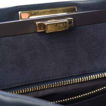 Fendi Vitello Dolce Marmol Large Peekaboo Iconic Satchel Blue Notte 12 of 14