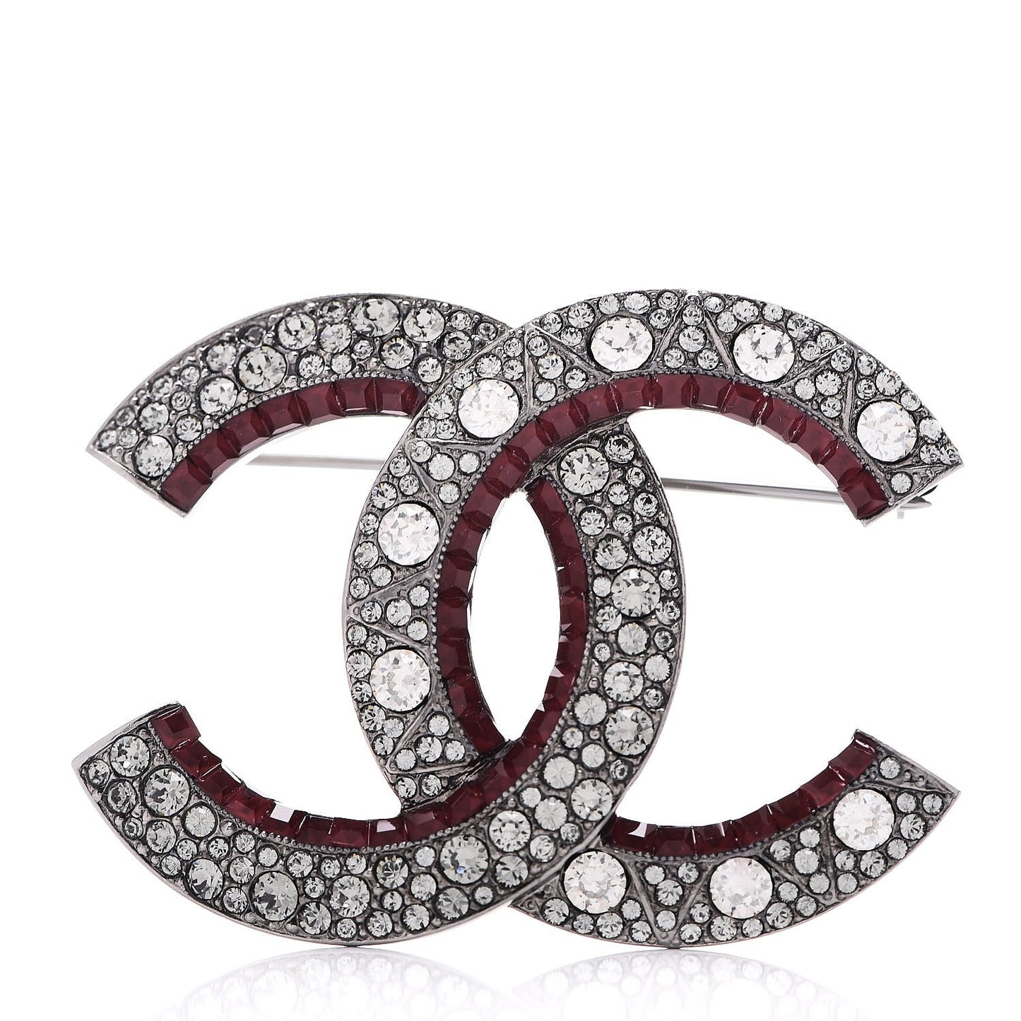 Ruthenium Crystal CC Brooch Red