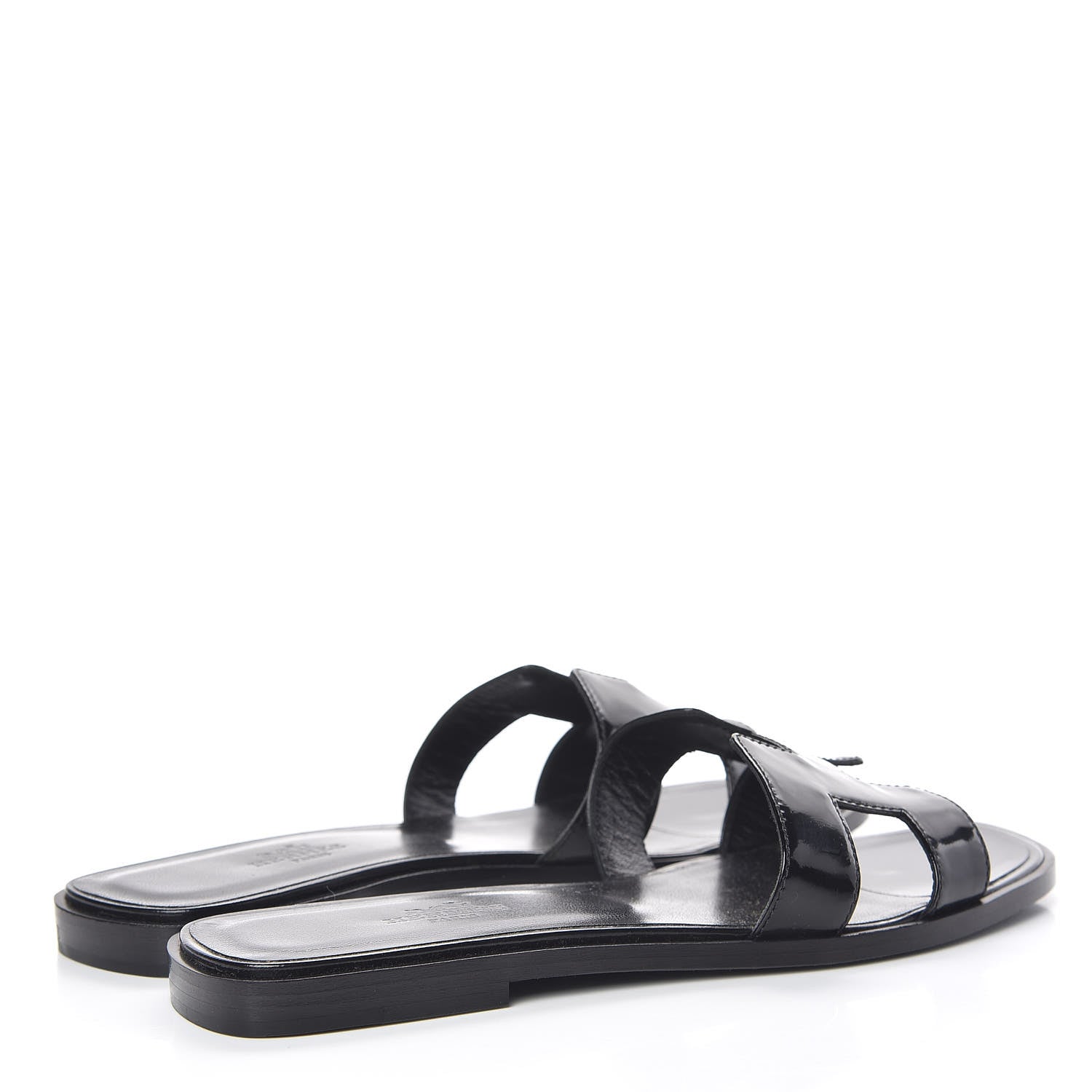 Hermes Patent Oran Sandals 37 Black 4 of 10