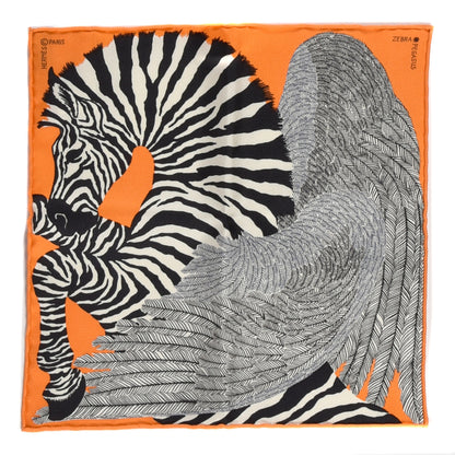 Hermes Silk Carre Zebra Pegasus Nano Scarf 20 Orange Vif Black 1 of 5