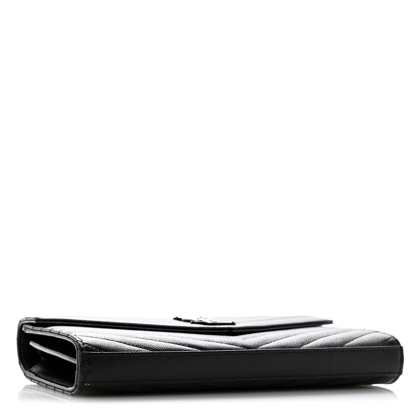 Grain De Poudre Matelasse Chevron Monogram Monochrome Chain Wallet Black