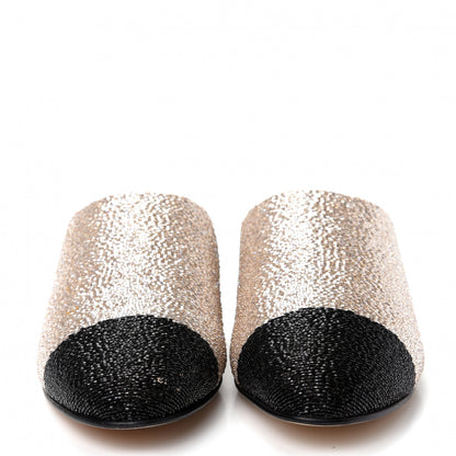 Chanel Pearl Embroidery CC Mules 35.5 Beige Black 2 of 12