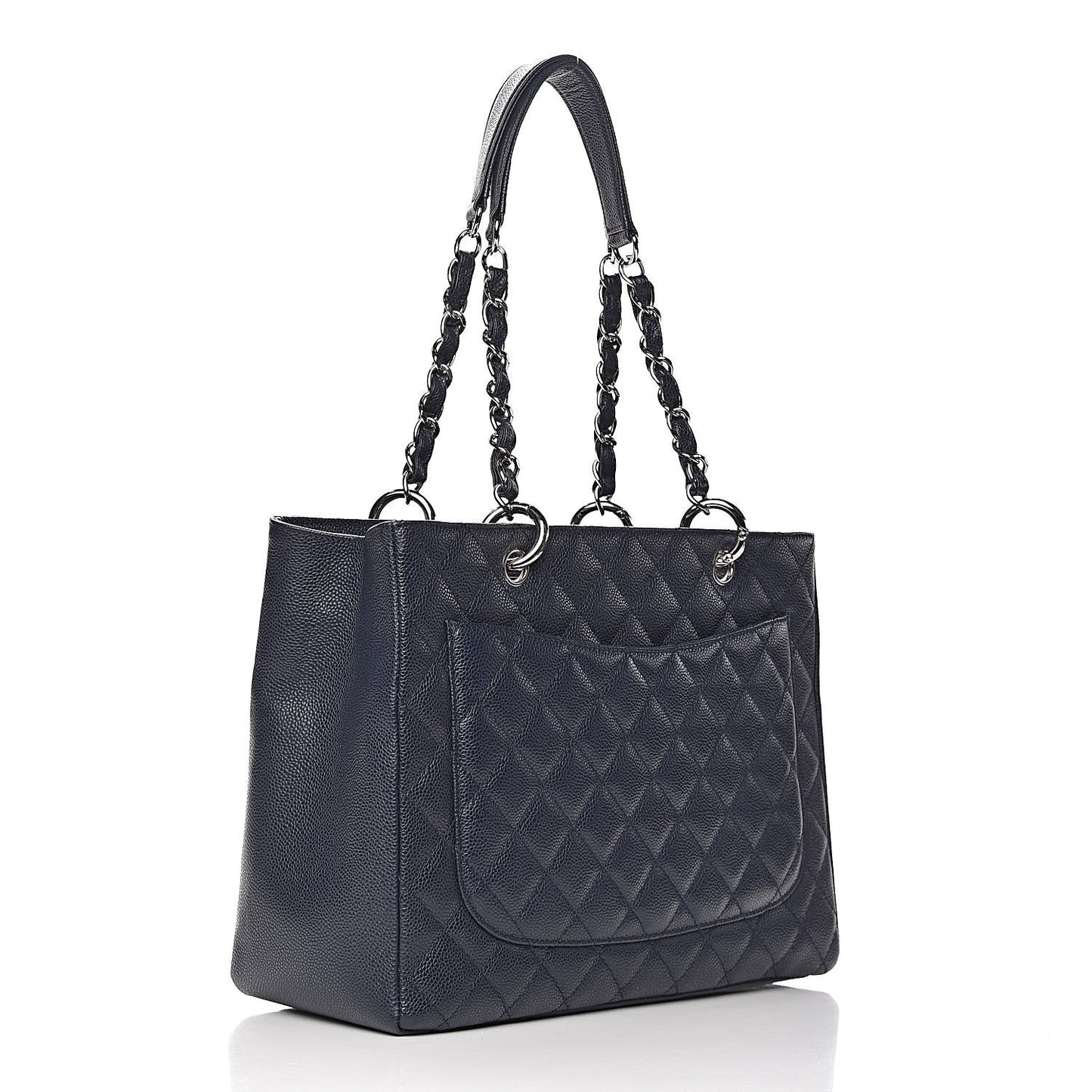 Caviar Quilted Grand Shopping Tote GST Dark Navy Blue