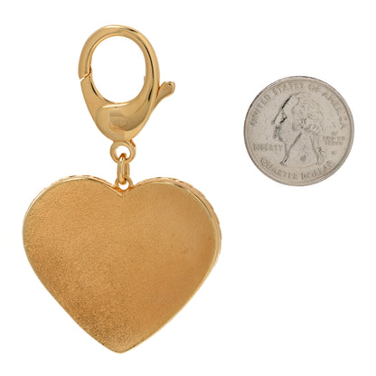 Chanel Metal Enamel CC Denim Heart Bag Charm Gold Blue 2 of 4