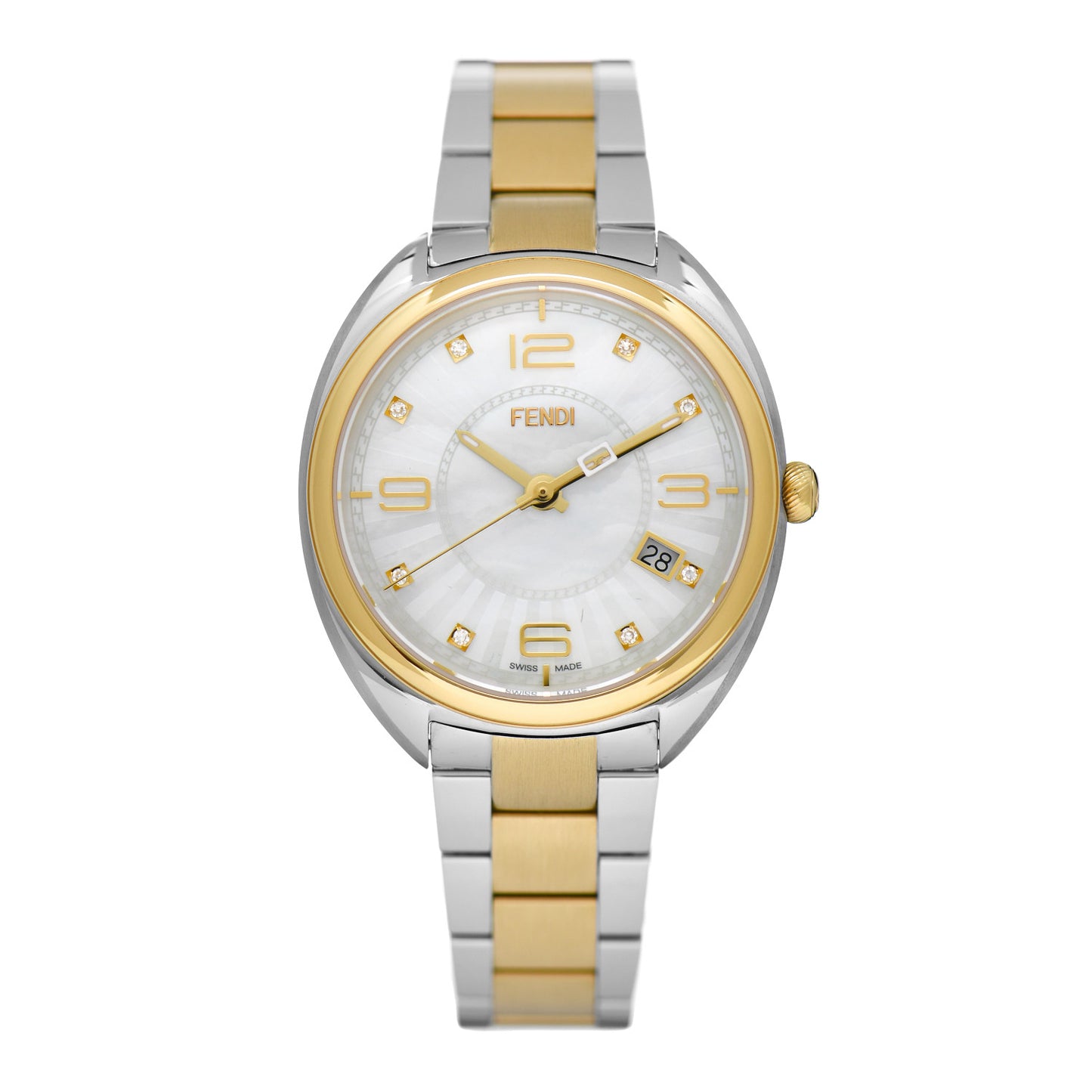 Stainless Steel Diamond Mother of Pearl 34mm Momento Two Tone Quartz Watch