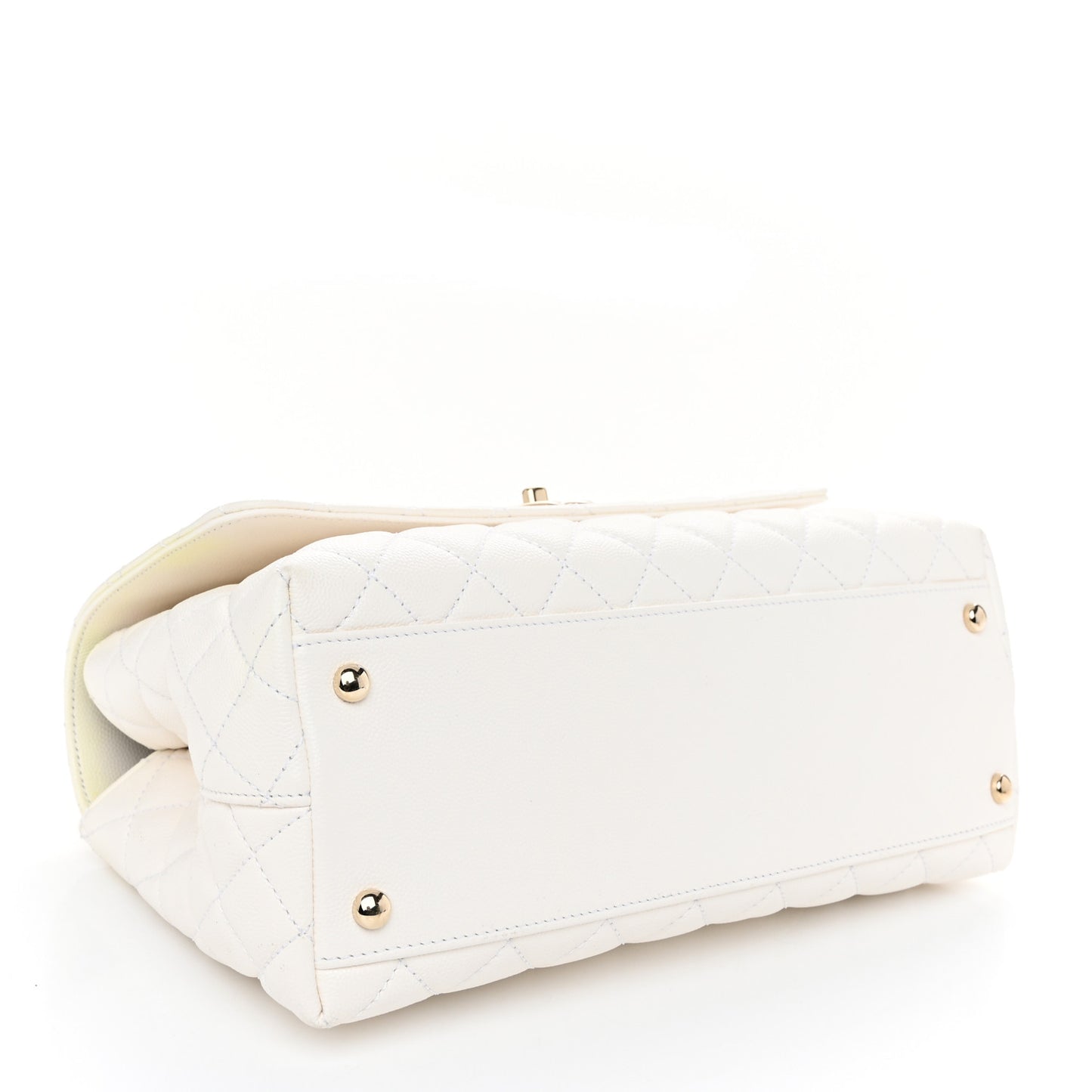 Caviar Quilted Small Coco Handle Flap White