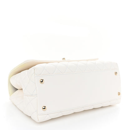 Chanel Caviar Quilted Small Coco Handle Flap White 4 of 12