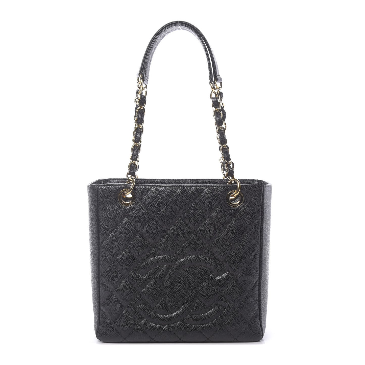 Caviar Quilted Petit Shopping Tote PST Black