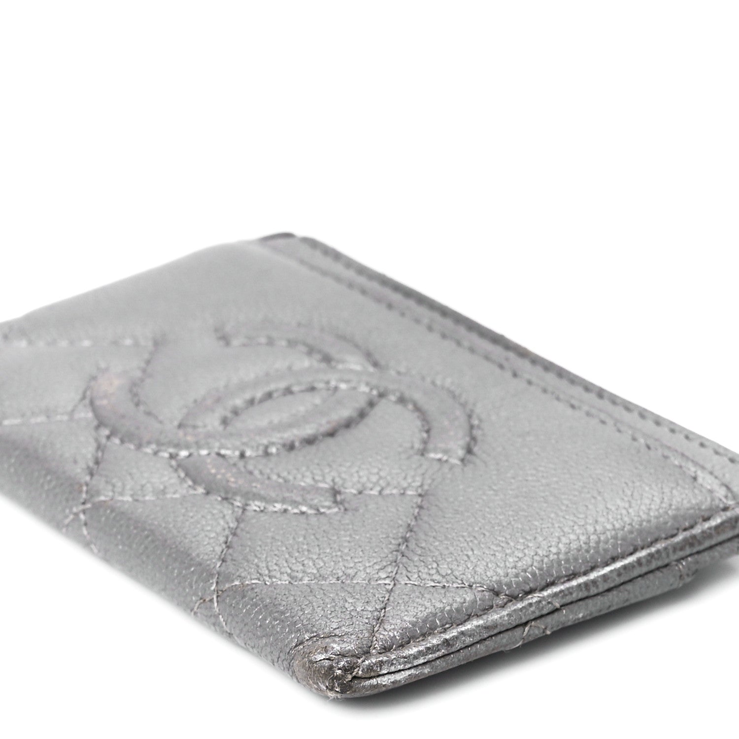 Chanel Metallic Caviar Quilted Card Holder Silver 10 of 10