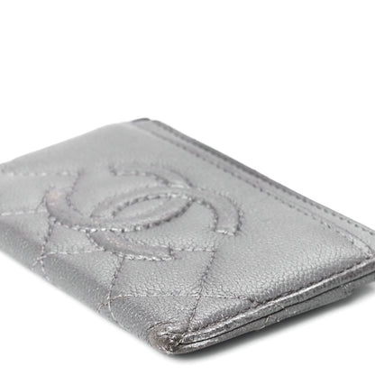 Chanel Metallic Caviar Quilted Card Holder Silver 10 of 10