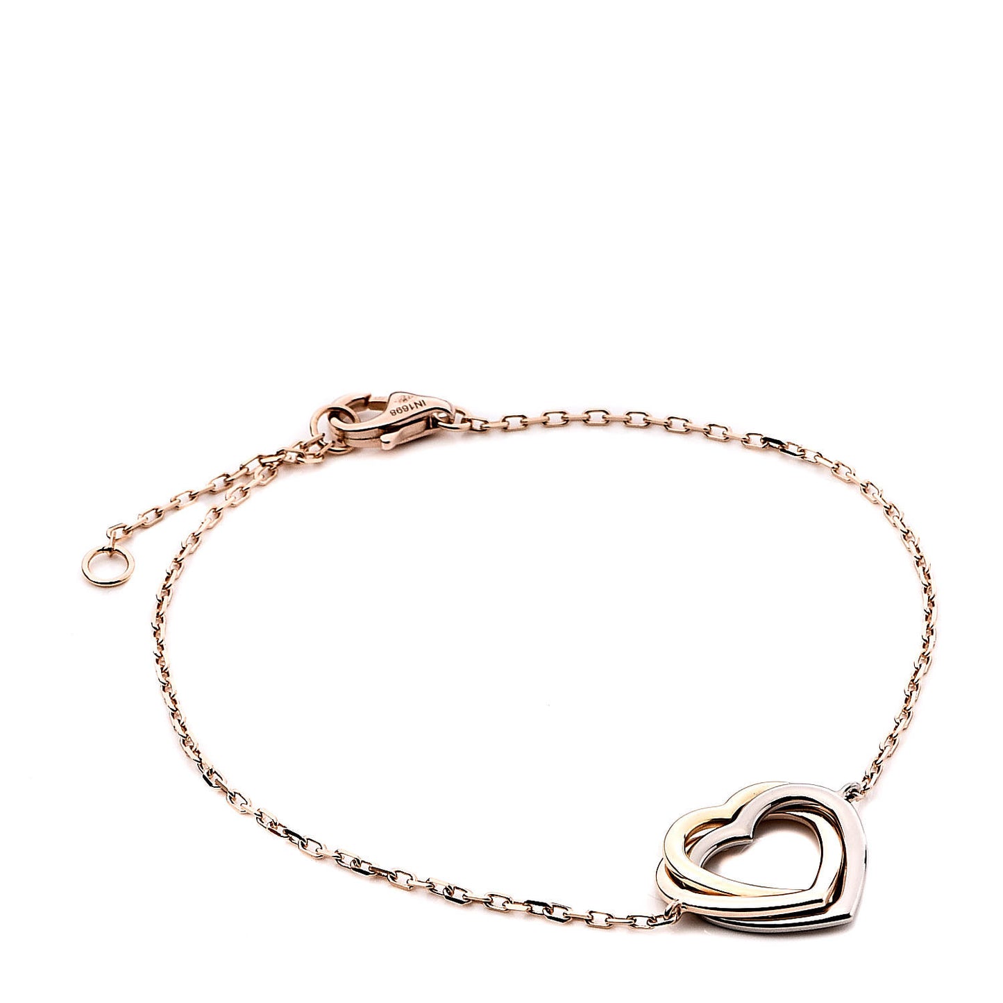 18K Pink Yellow White Gold Trinity Heart Bracelet