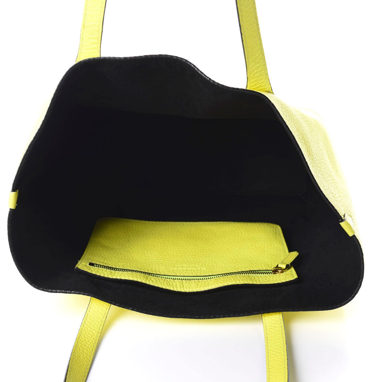 Grainy Calfskin Remington Tote Neon Yellow