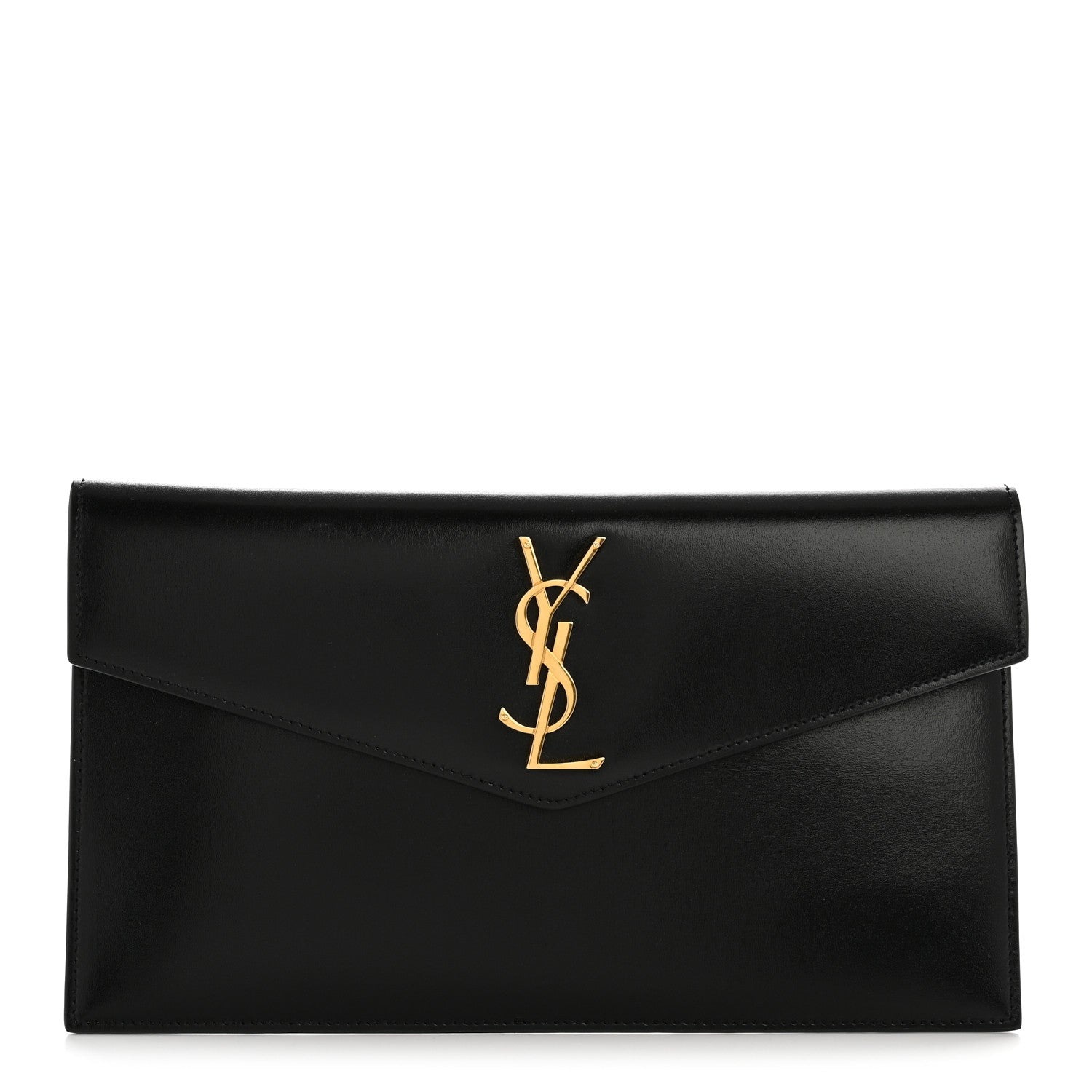 Saint Laurent Smooth Shiny Calfskin Monogram Uptown Pouch Black 1 of 12