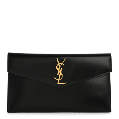 Saint Laurent Smooth Shiny Calfskin Monogram Uptown Pouch Black 1 of 12