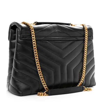 Saint Laurent Calfskin Y Quilted Monogram Small Loulou Chain Satchel Black 3 of 10