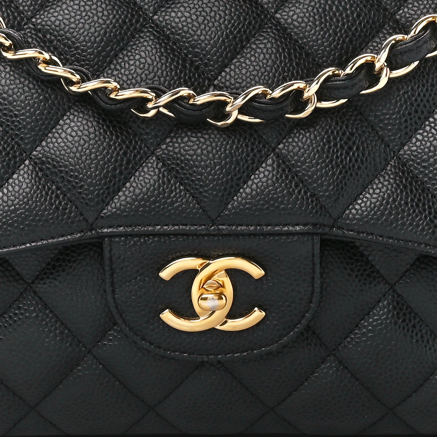 Caviar Quilted Jumbo Double Flap Black