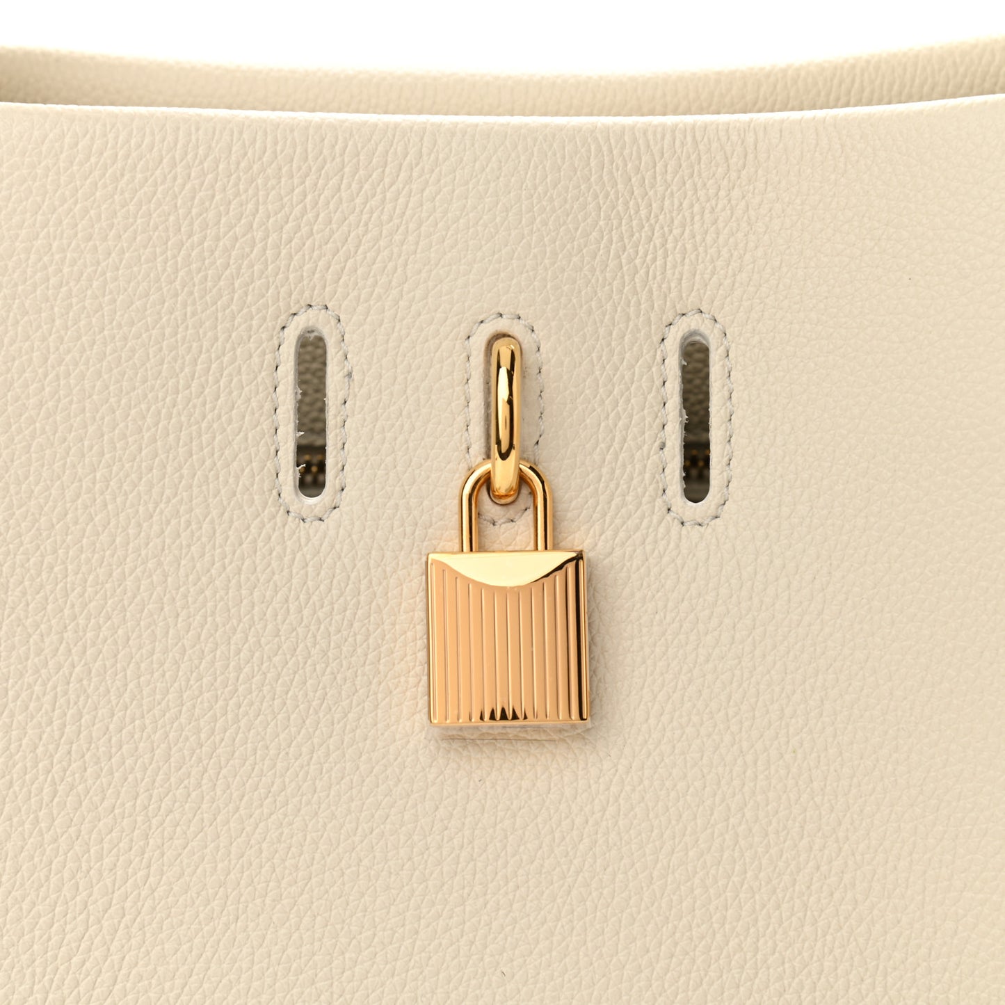 Grained Calfskin Small Padlock Top Handle Chalk