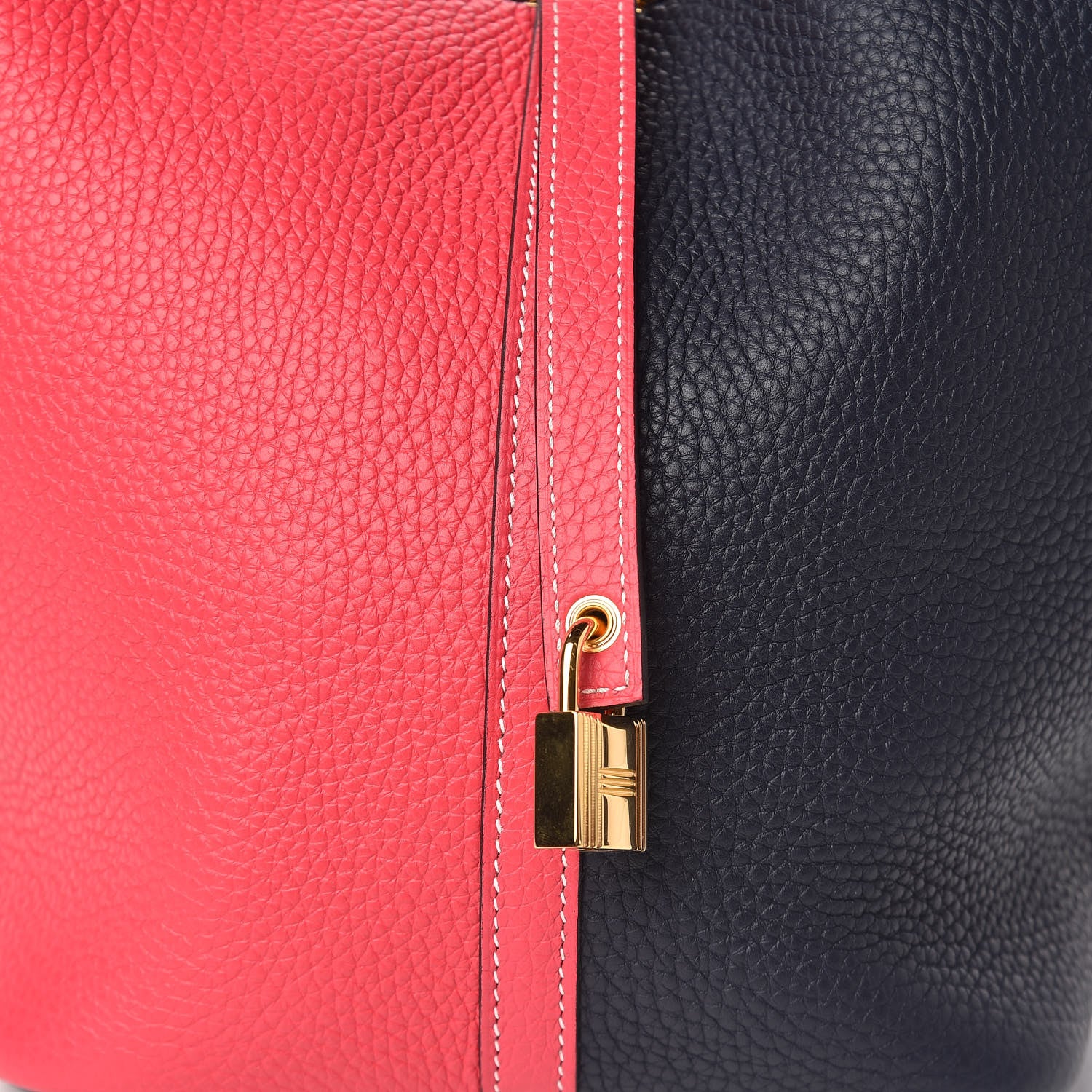 Hermes Taurillon Clemence Casaque Picotin Lock 22 MM Rose Extreme Bleu Nuit 10 of 10