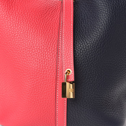 Hermes Taurillon Clemence Casaque Picotin Lock 22 MM Rose Extreme Bleu Nuit 10 of 10