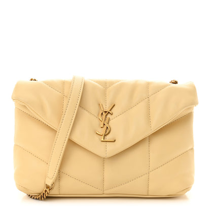 Saint Laurent Lambskin Quilted Toy Loulou Puffer Monogram Chain Satchel Jaune Pale 1 of 12