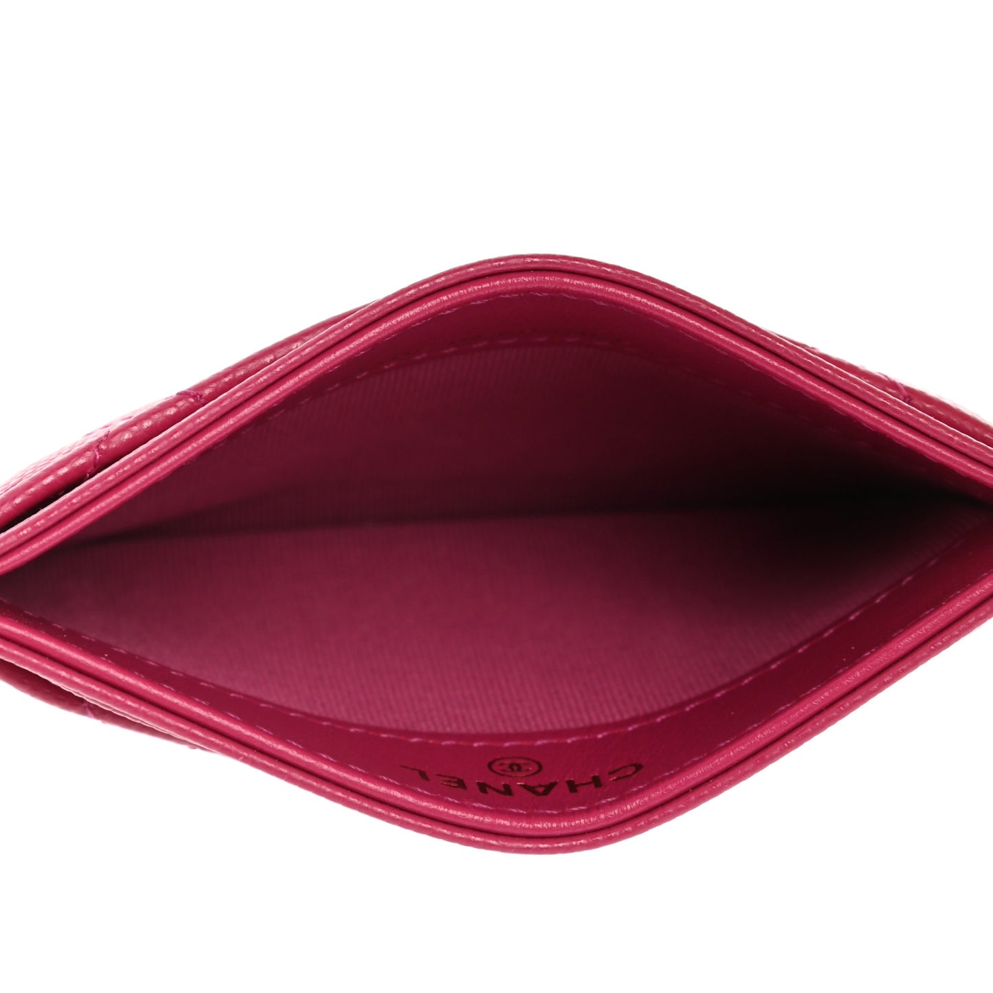 Caviar Quilted Card Holder Fuchsia