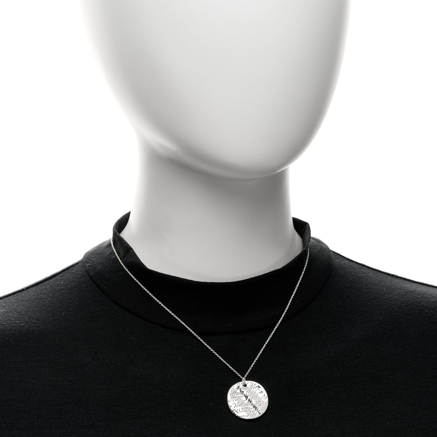 Sterling Silver Notes Round Pendant Necklace