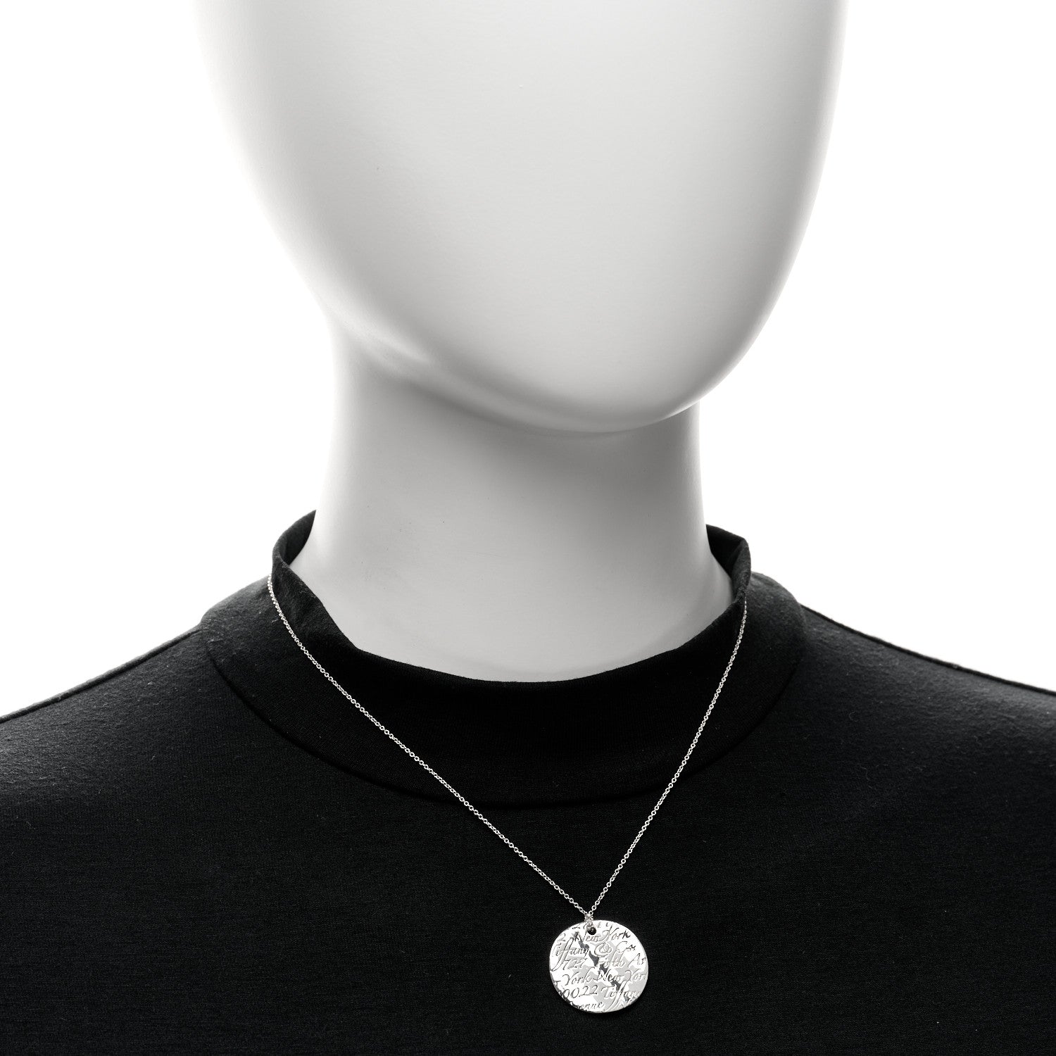Tiffany Sterling Silver Notes Round Pendant Necklace 2 of 5