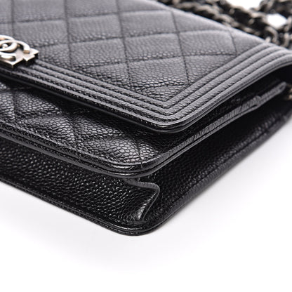 Chanel Caviar Quilted Boy Wallet On Chain WOC Black 10 of 13