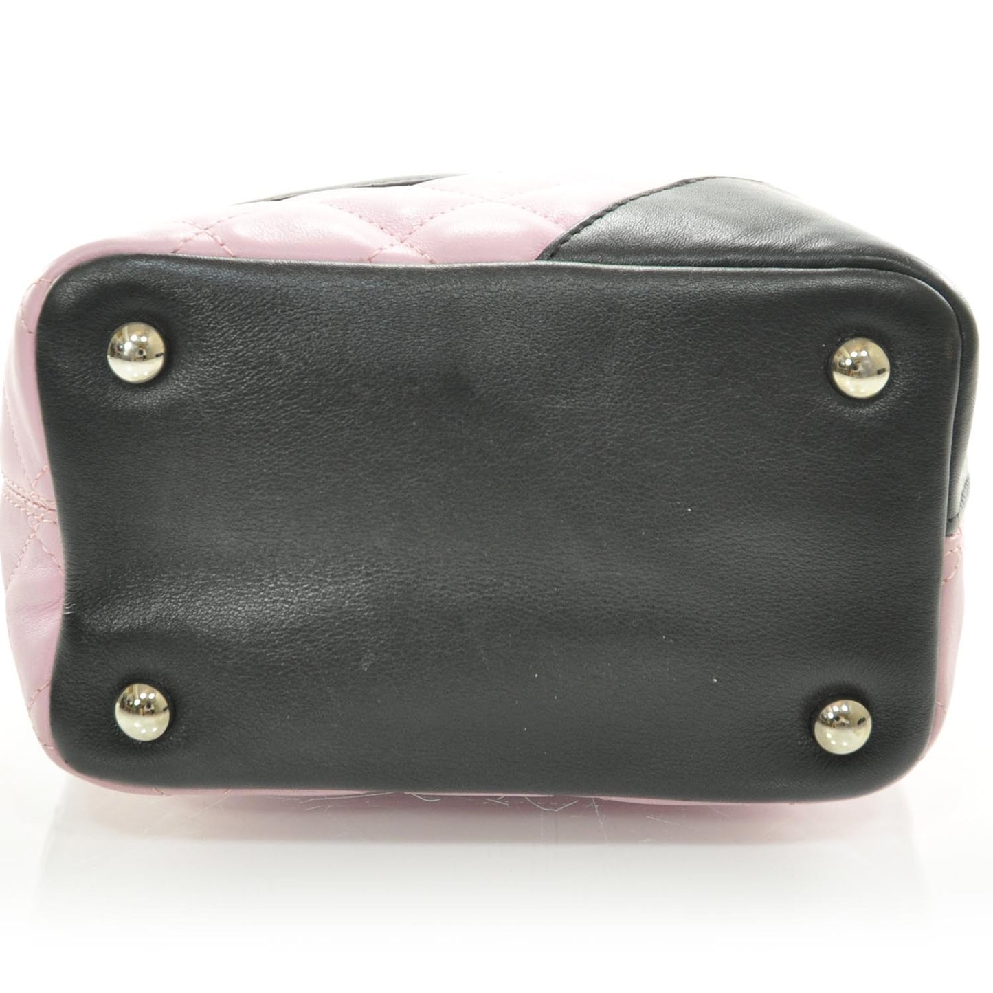 Calfskin Quilted Small Cambon Tote Pink Black