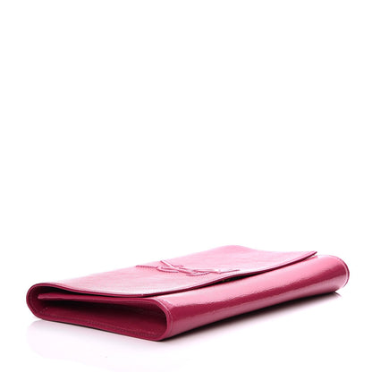 Saint Laurent Textured Patent Monogram Large Belle De Jour Clutch Fuchsia 4 of 6