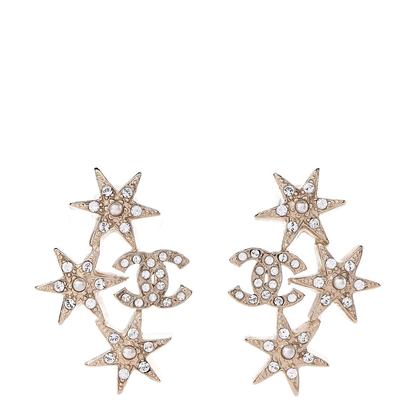 Crystal CC Star Earrings Gold