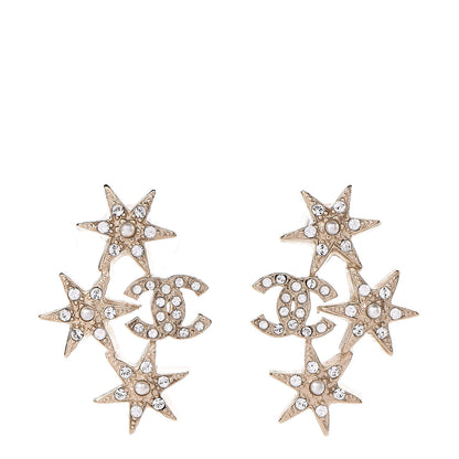 Chanel Crystal CC Star Earrings Gold 1 of 5