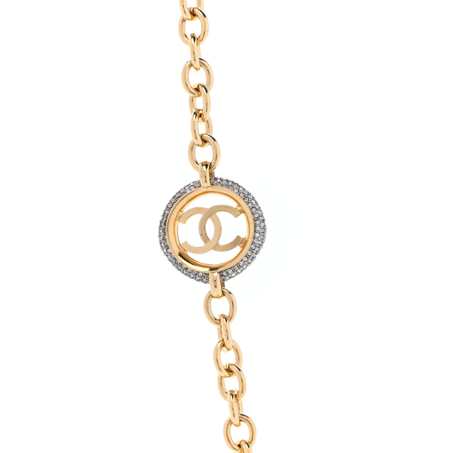 Crystal CC Chain Heart Necklace Gold