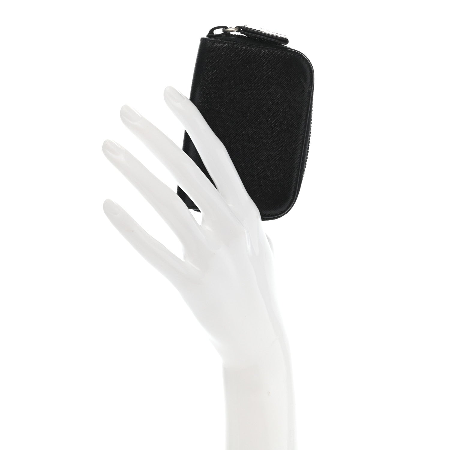 Prada Saffiano Zip Around Key Holder Black 2 of 12