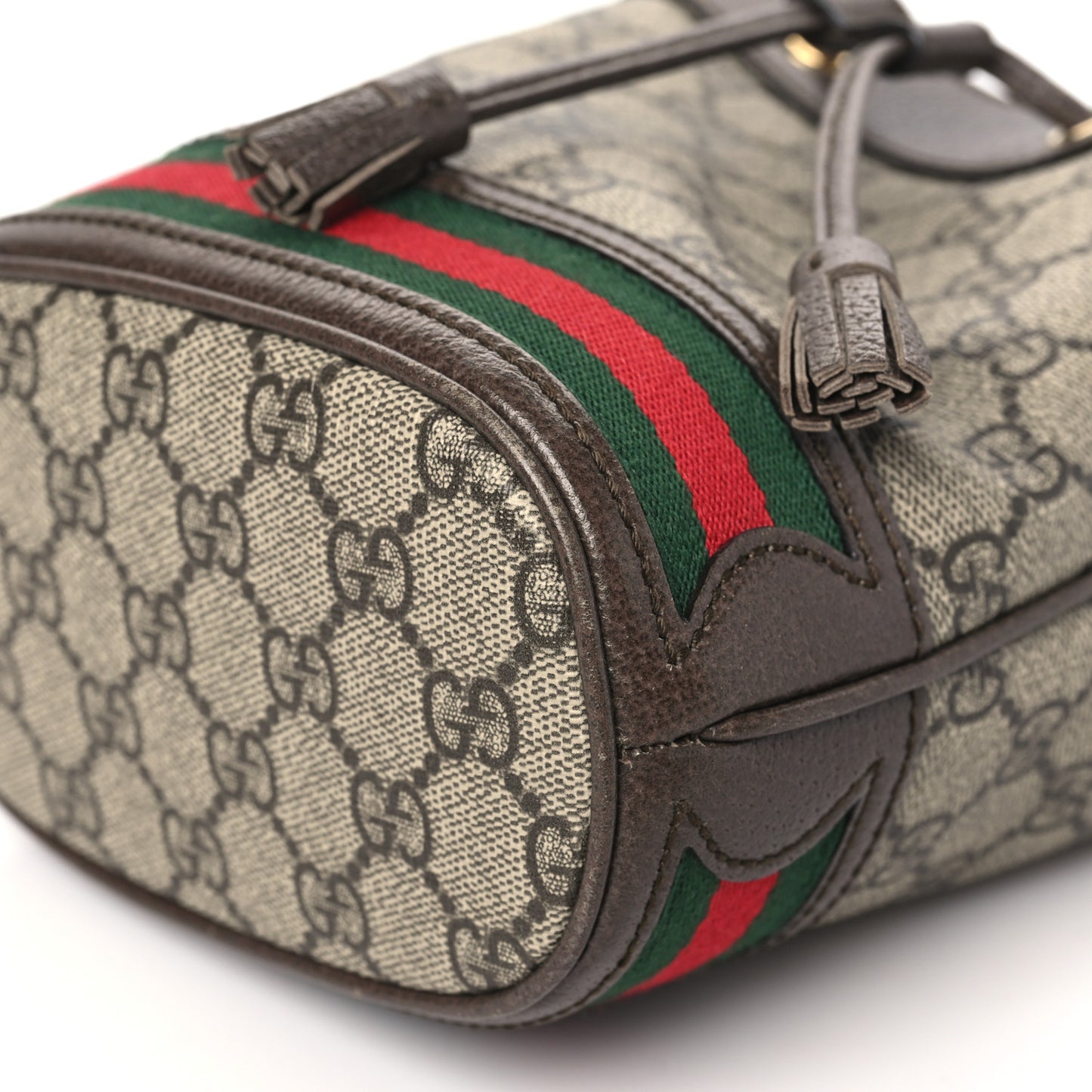 GG Supreme Monogram Web Mini Ophidia Bucket Bag Brown