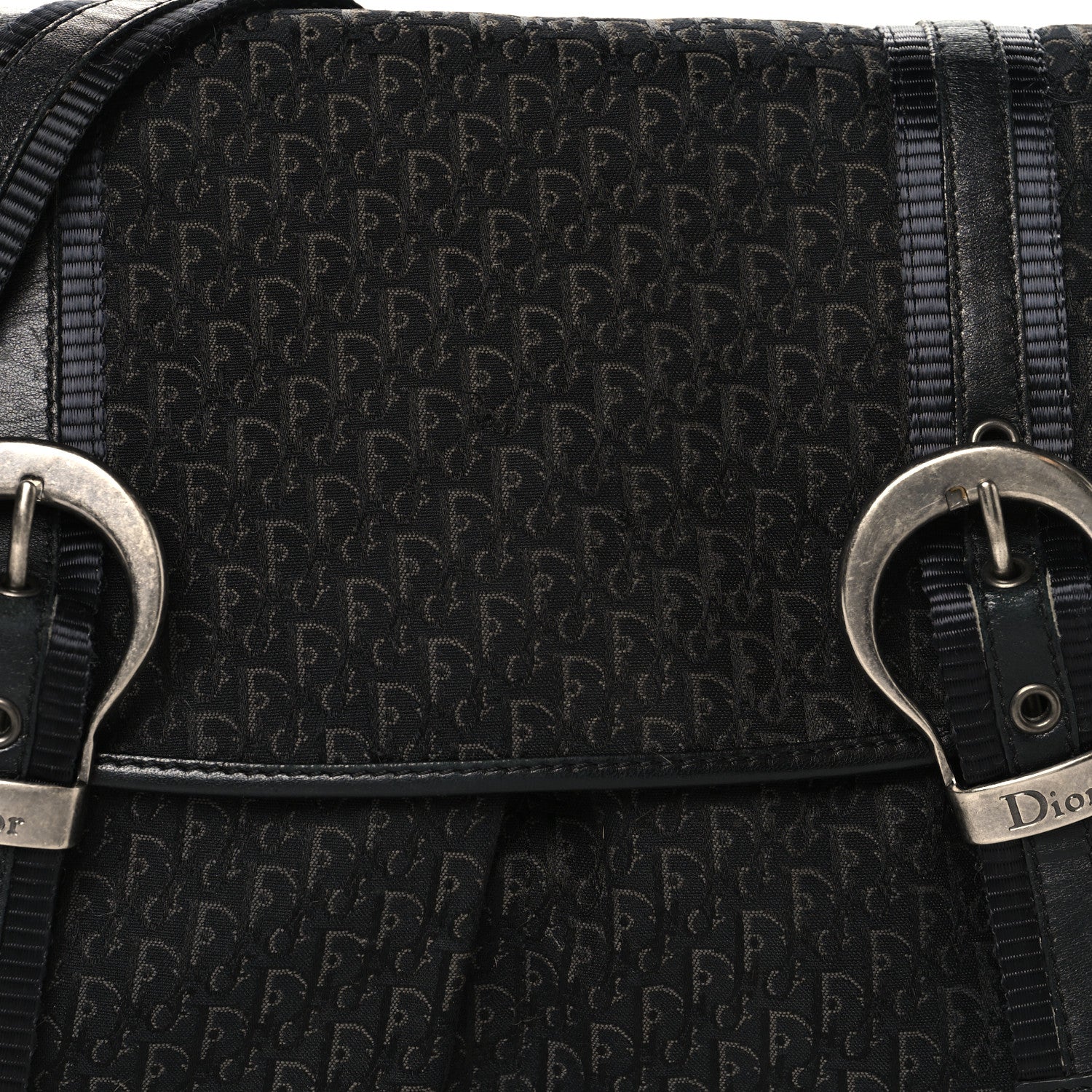 Christian Dior Canvas Diorissimo Buckle Messenger Black 8 of 13
