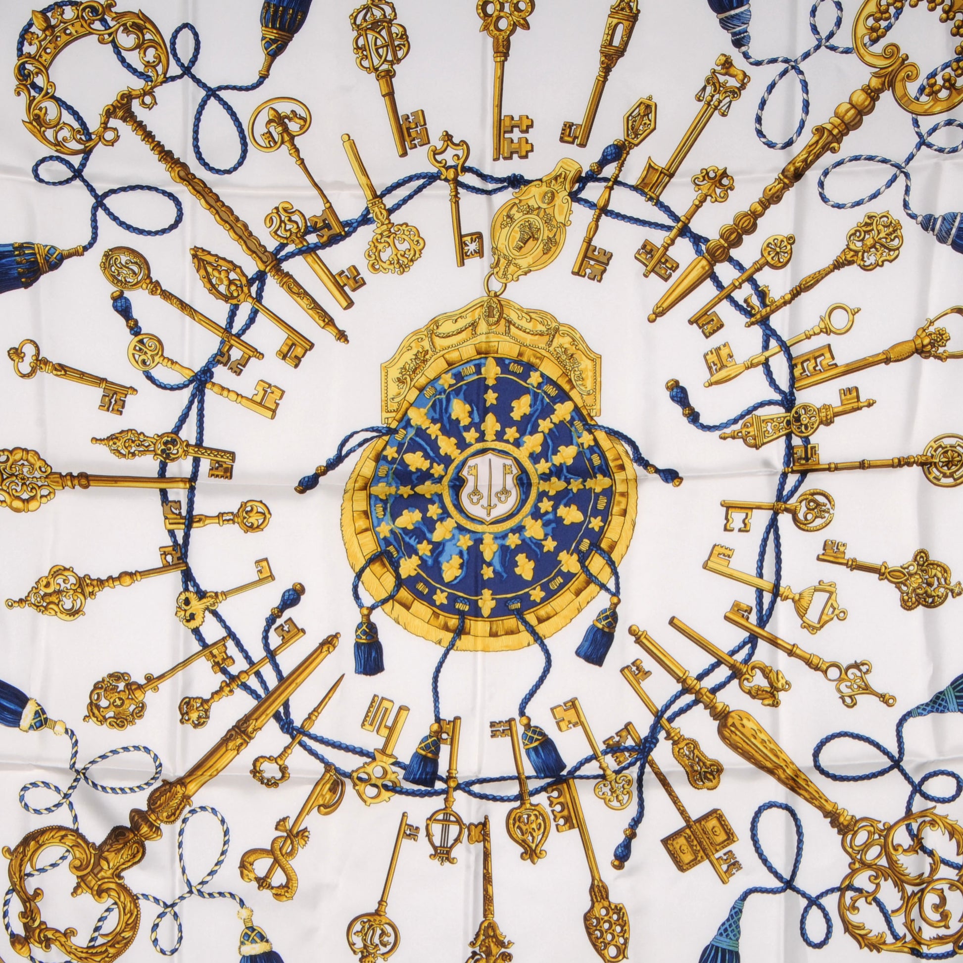 Hermes Silk Les Cles Scarf 90 Bleu 1 of 3
