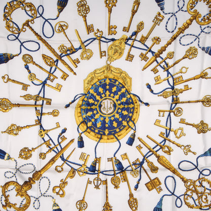Hermes Silk Les Cles Scarf 90 Bleu 1 of 3